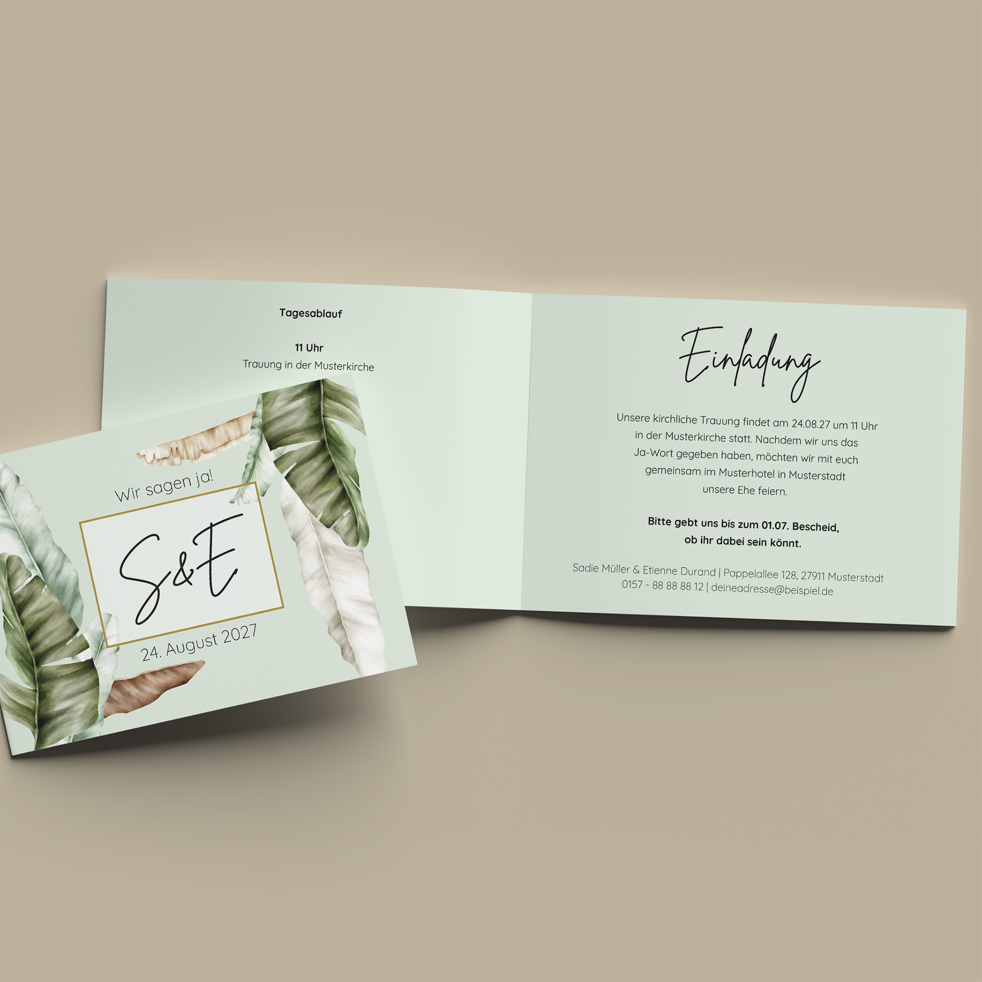 Klappkarte DIN A6 im Querformat - Greenery "Manila 01"