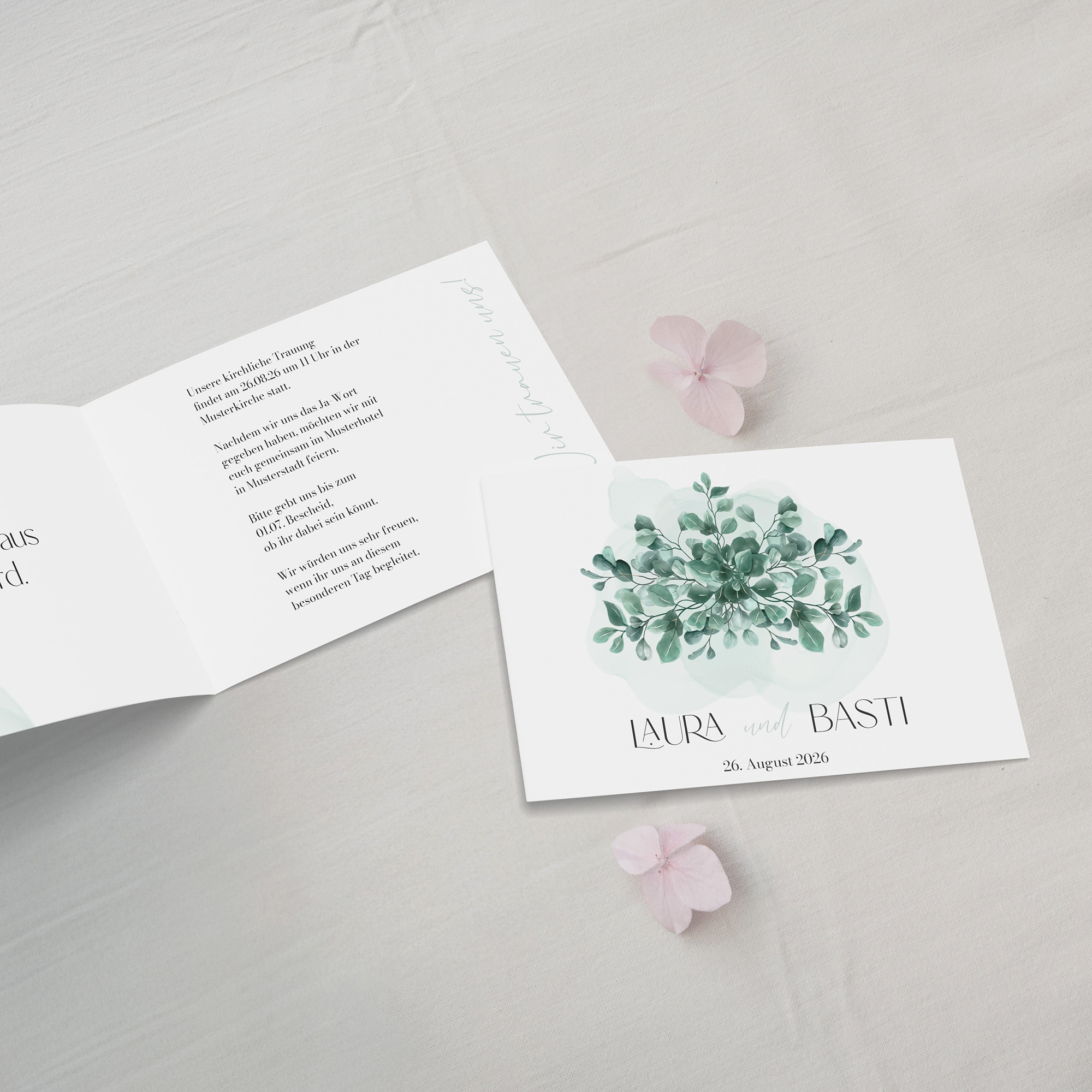 Klappkarte DIN A6 im Querformat - Greenery "Eucalyptus Crown"