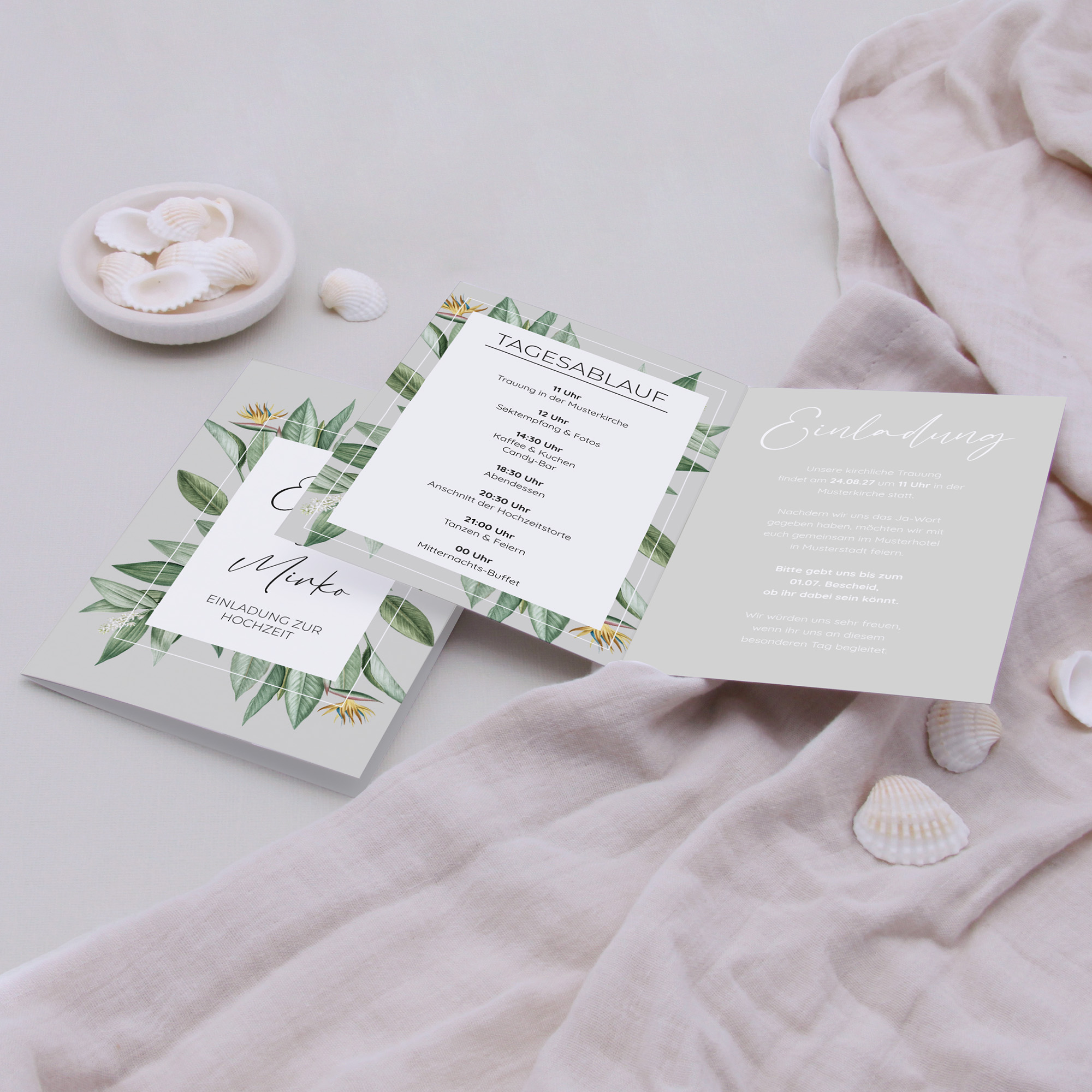 Klappkarte DIN A6 im Hochformat - Greenery "Tropical Frame"