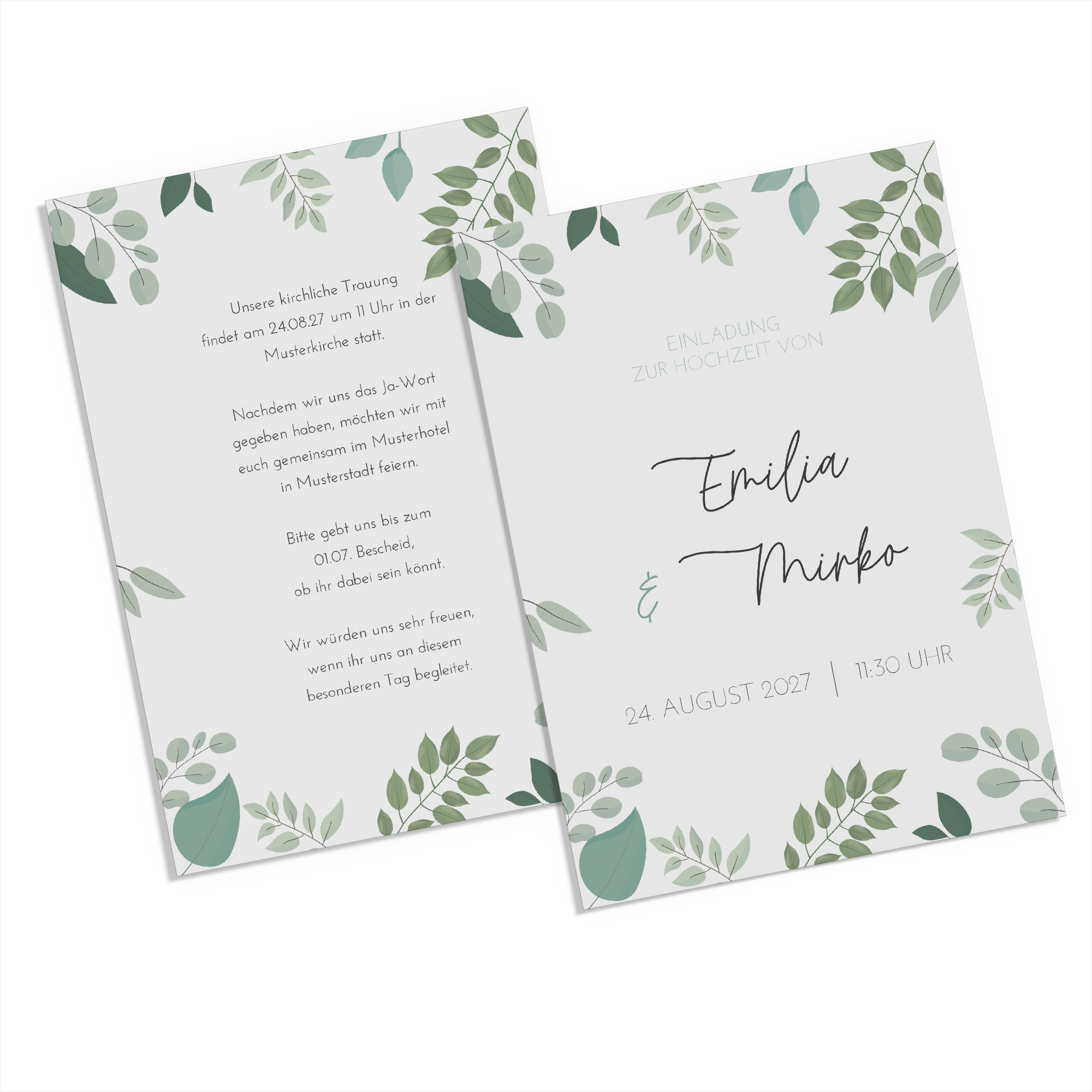 Postkarte DIN A6 im Hochformat - Greenery "Green & Simple"