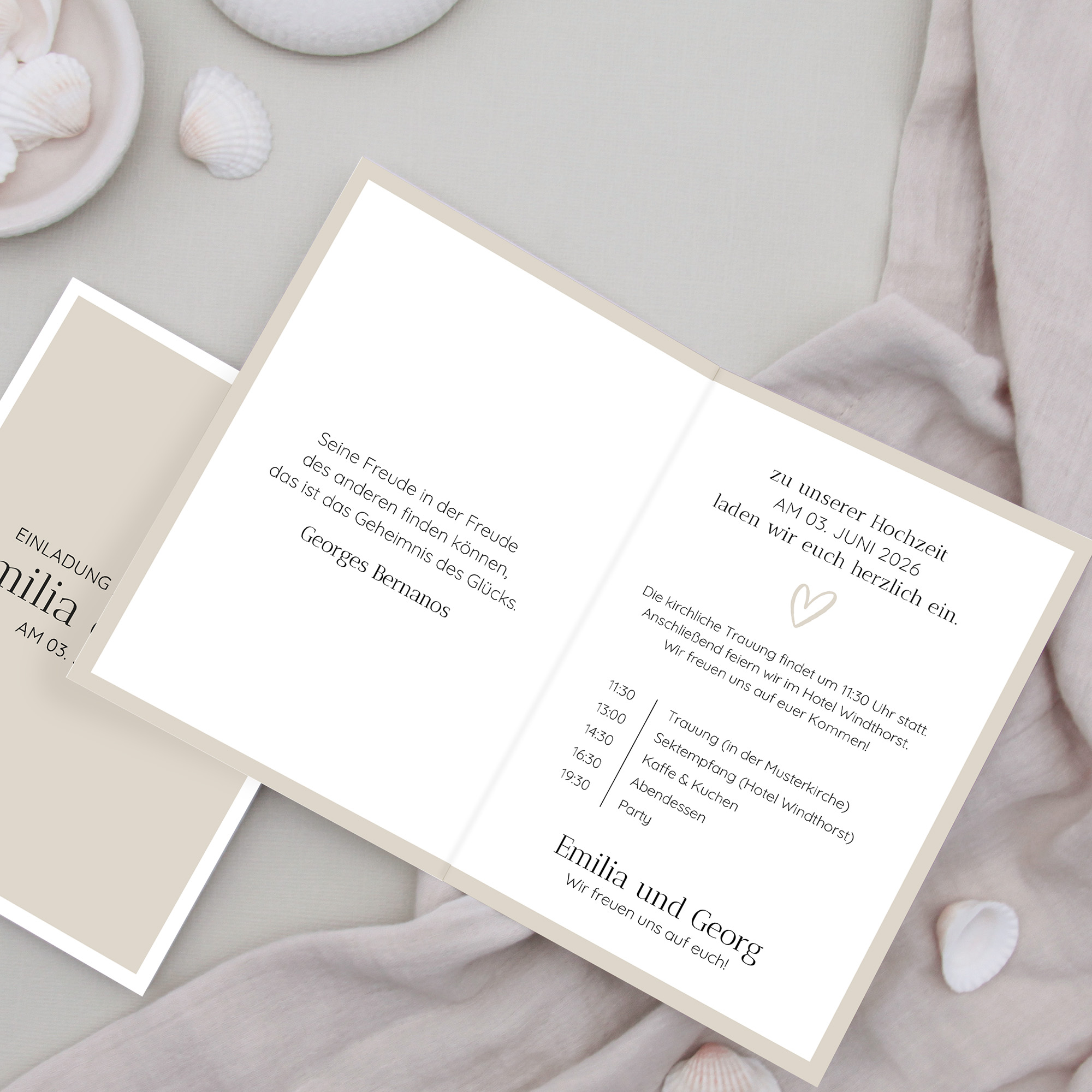 Klappkarte DIN A6 im Hochformat - Minimalistisch "Latte Macchiato"