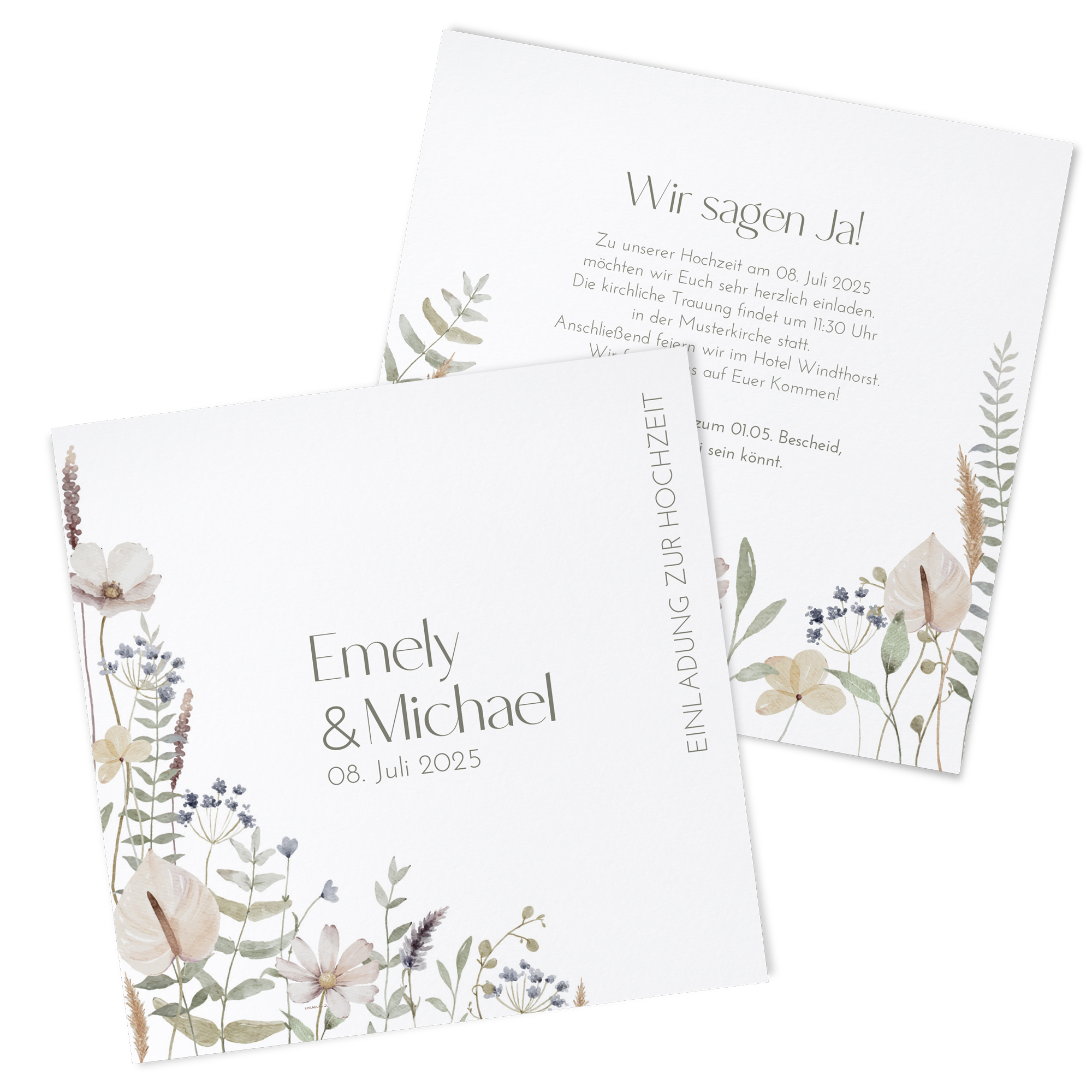 Postkarte Quadrat 148 x 148 mm - Boho "Pastel Bloom"