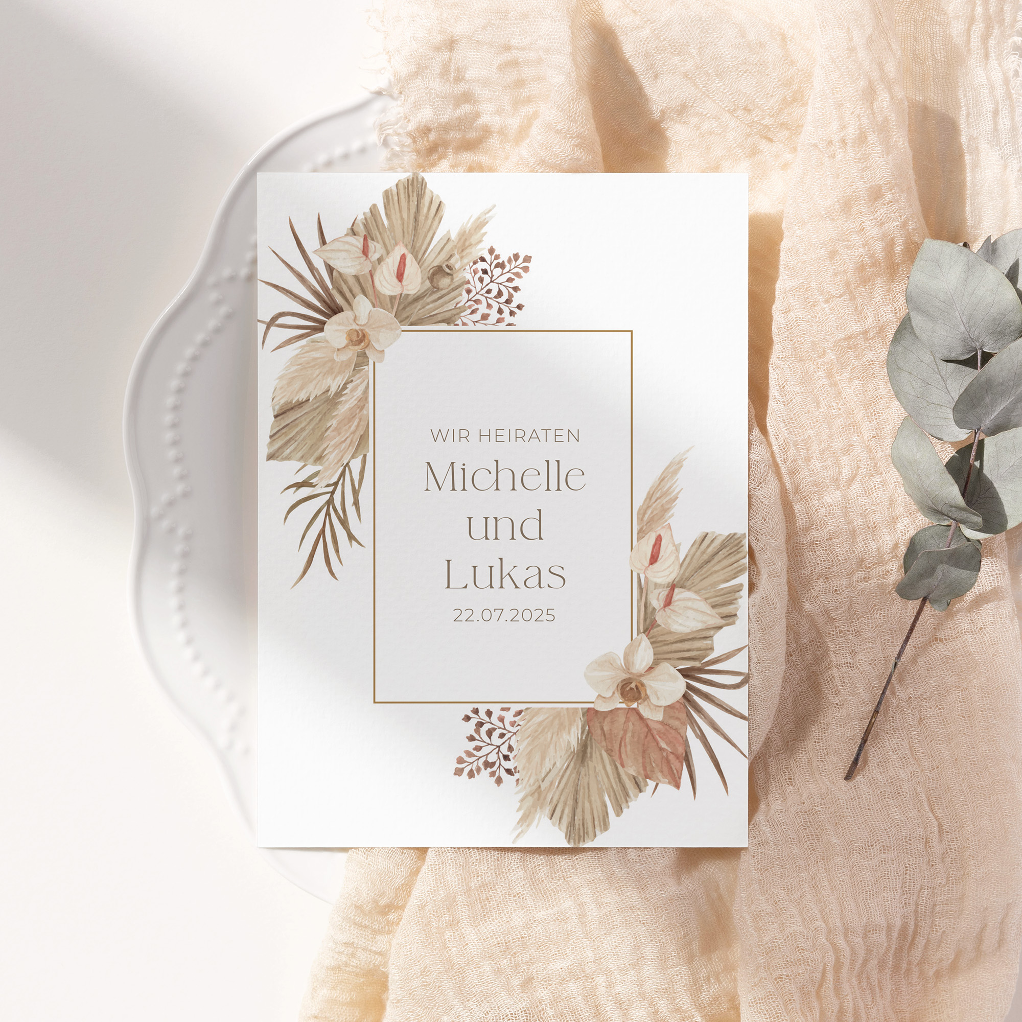 Postkarte DIN A6 im Hochformat - Boho "Golden Haze"