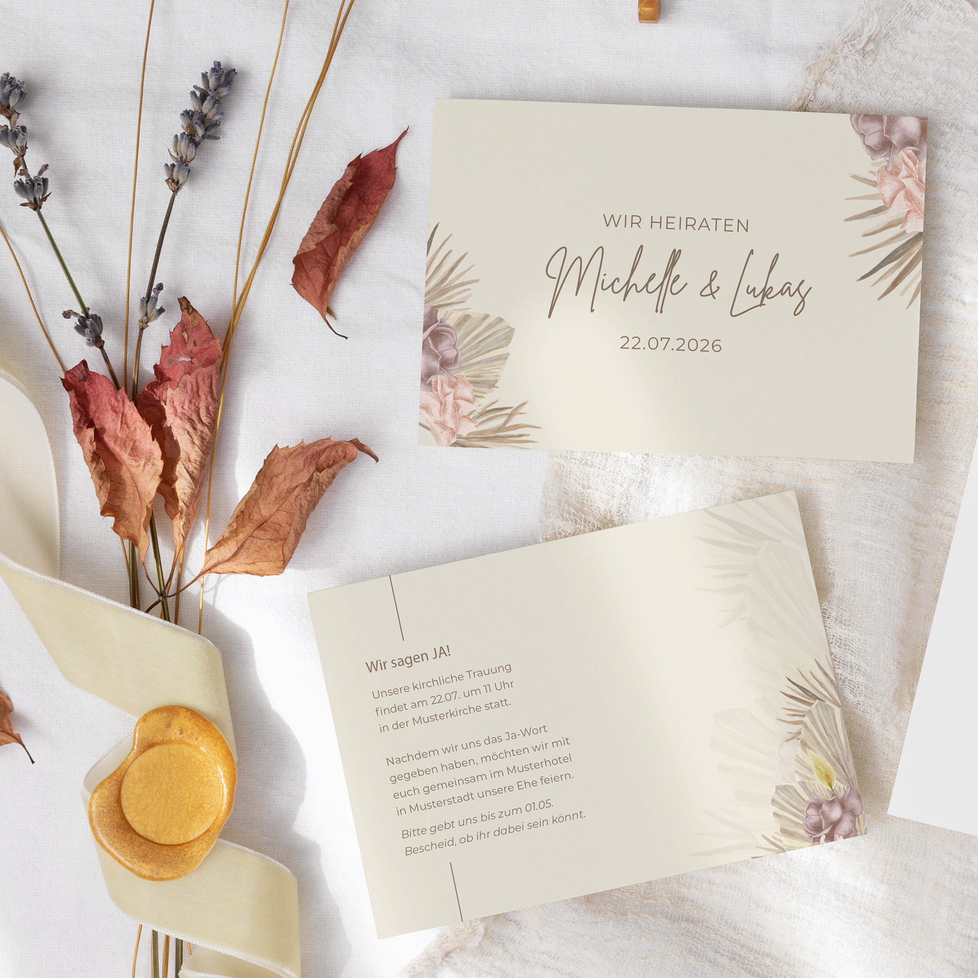 Postkarte DIN A6 im Querformat - Boho "Boho Minimal"