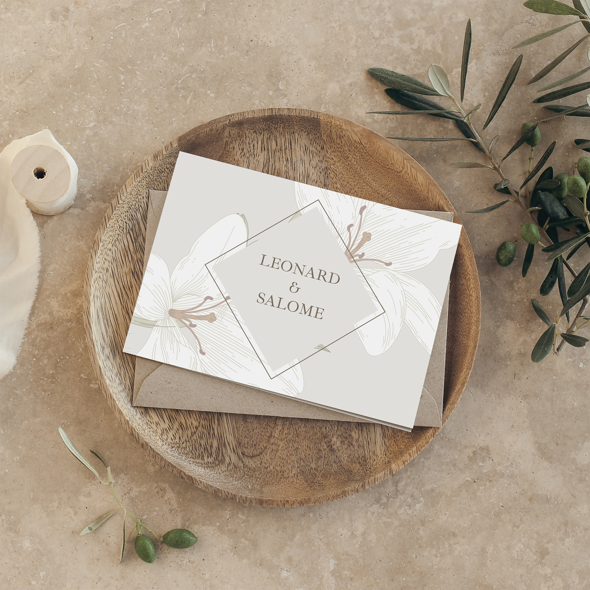 Klappkarte DIN A6 im Querformat - Floral "White Lily"