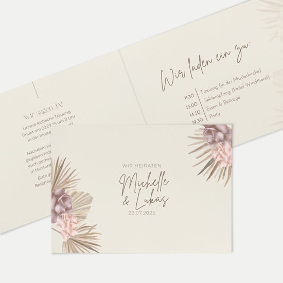 Klappkarte DIN A6 im Querformat - Boho "Boho Minimal"