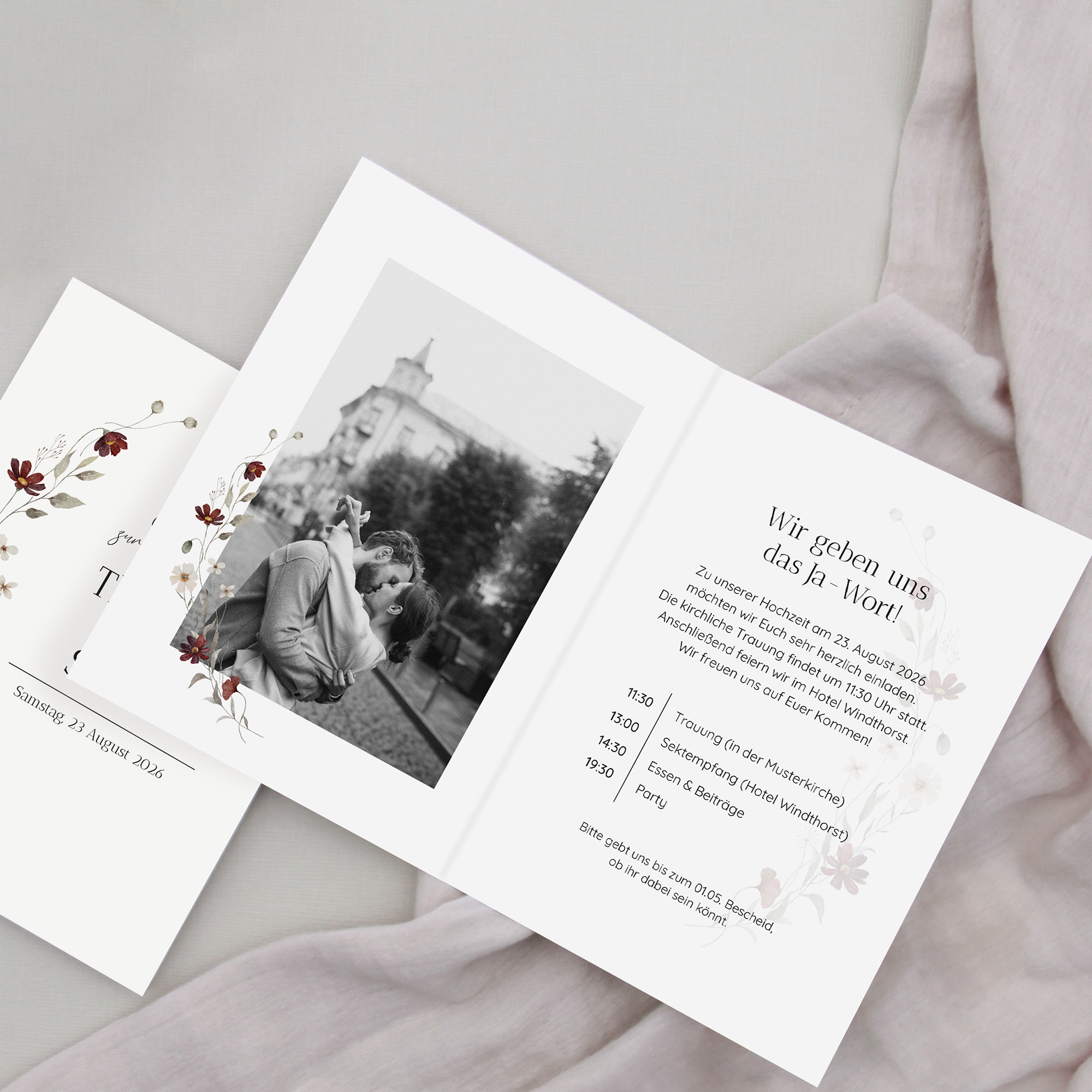 Klappkarte DIN A6 im Hochformat - Vintage - "Wildflower Note"