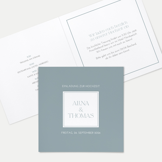 Klappkarte Quadratisch 148 x 148 mm - Minimalistisch "Nordic Shore"