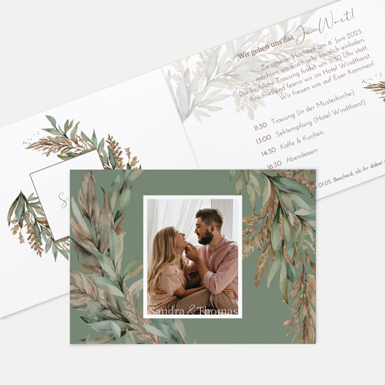 Klappkarte DIN A6 im Querformat - Boho "Rooted Together"