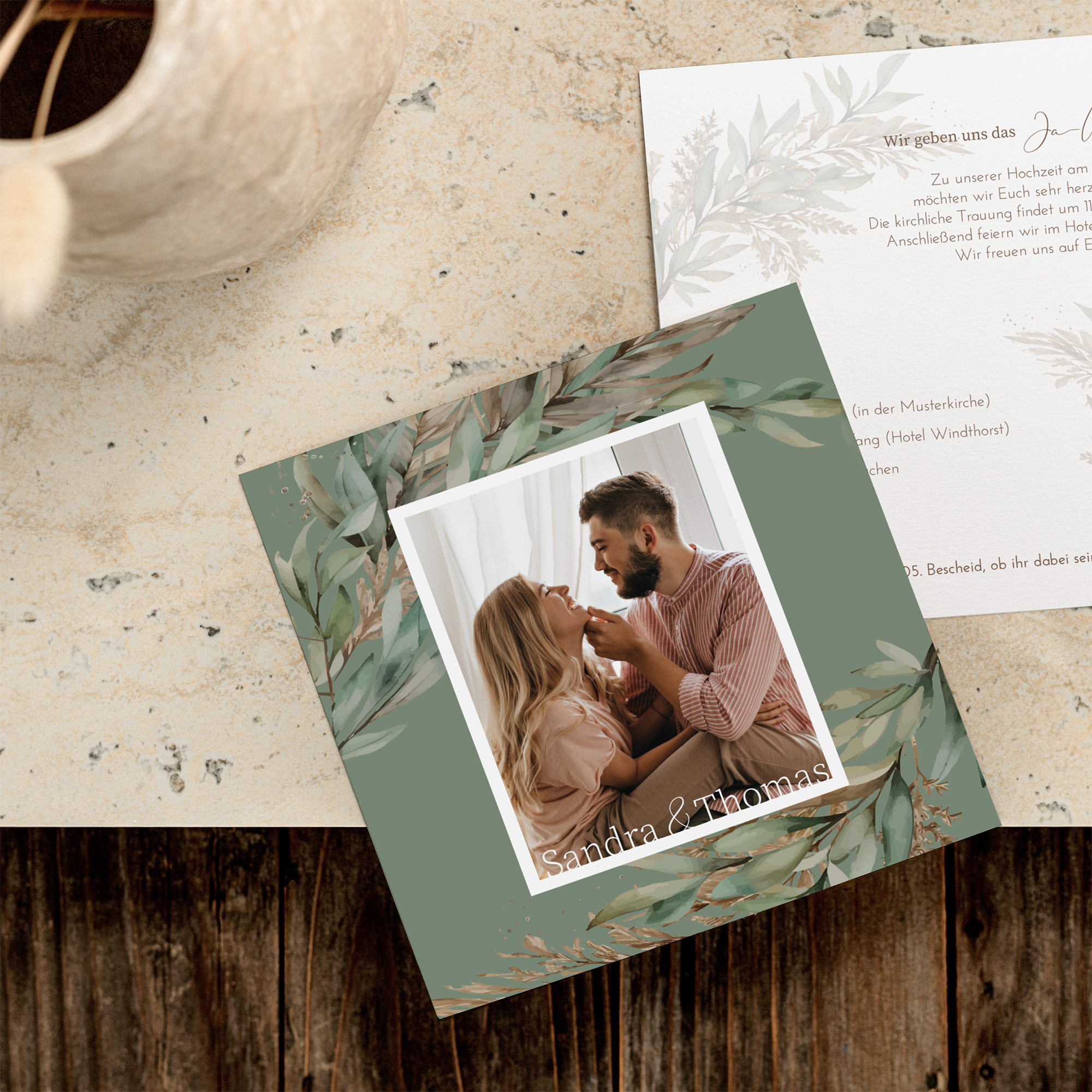 Postkarte Quadrat 148 x 148 mm - Boho "Rooted Together"