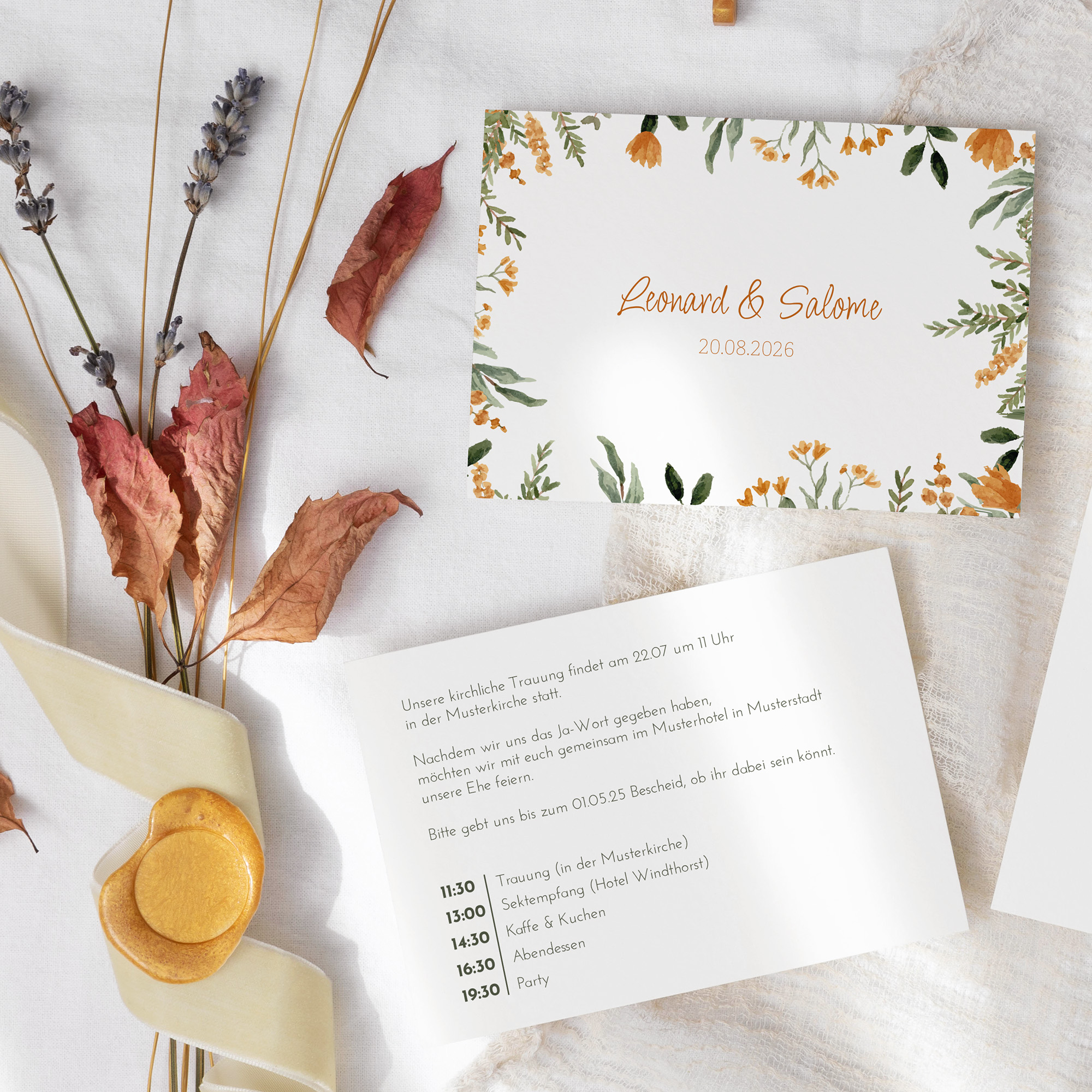 Postkarte DIN A6 im Querformat - Floral "Warm Botanicals"