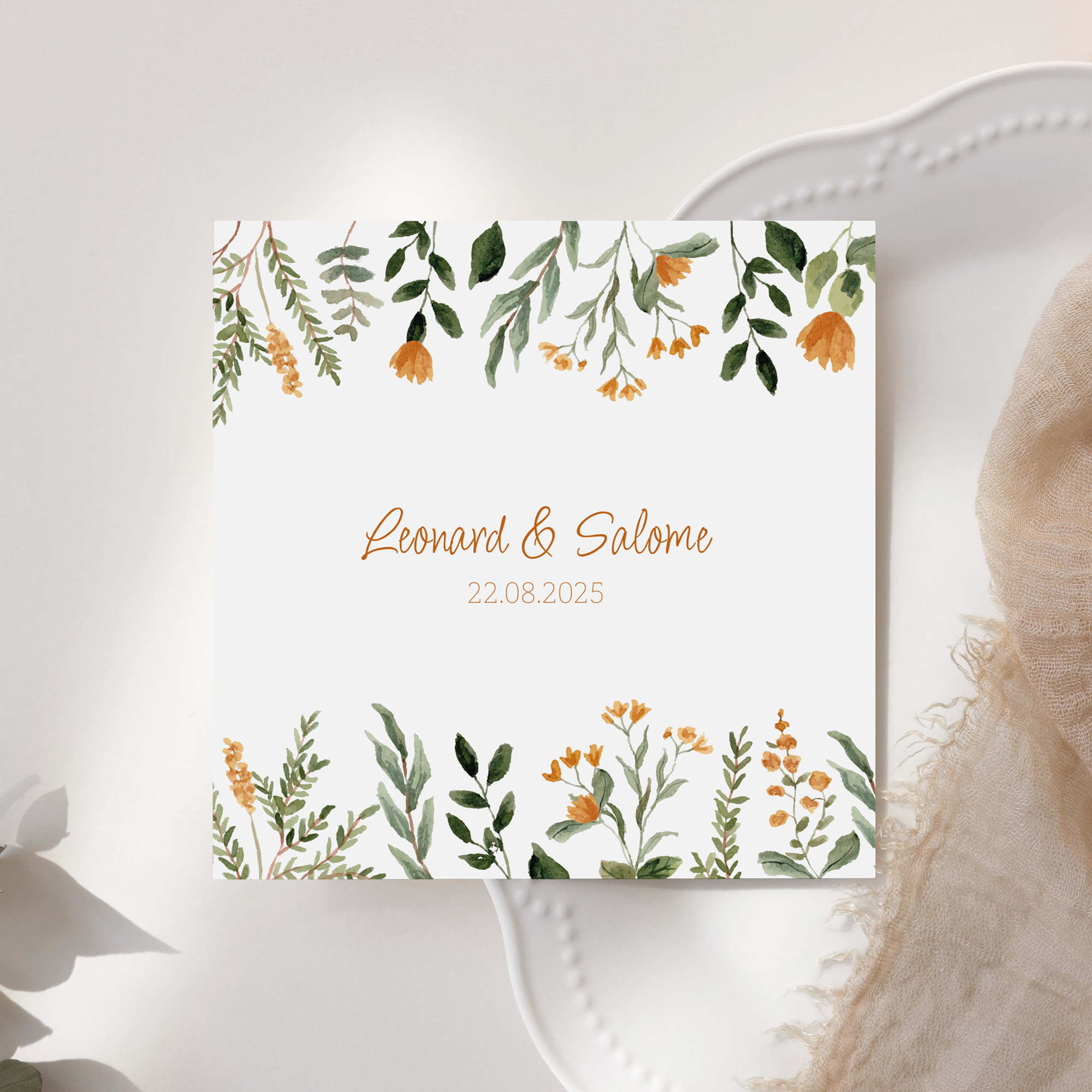 Postkarte Quadrat 148 x 148 mm - Floral "Warm Botanicals"