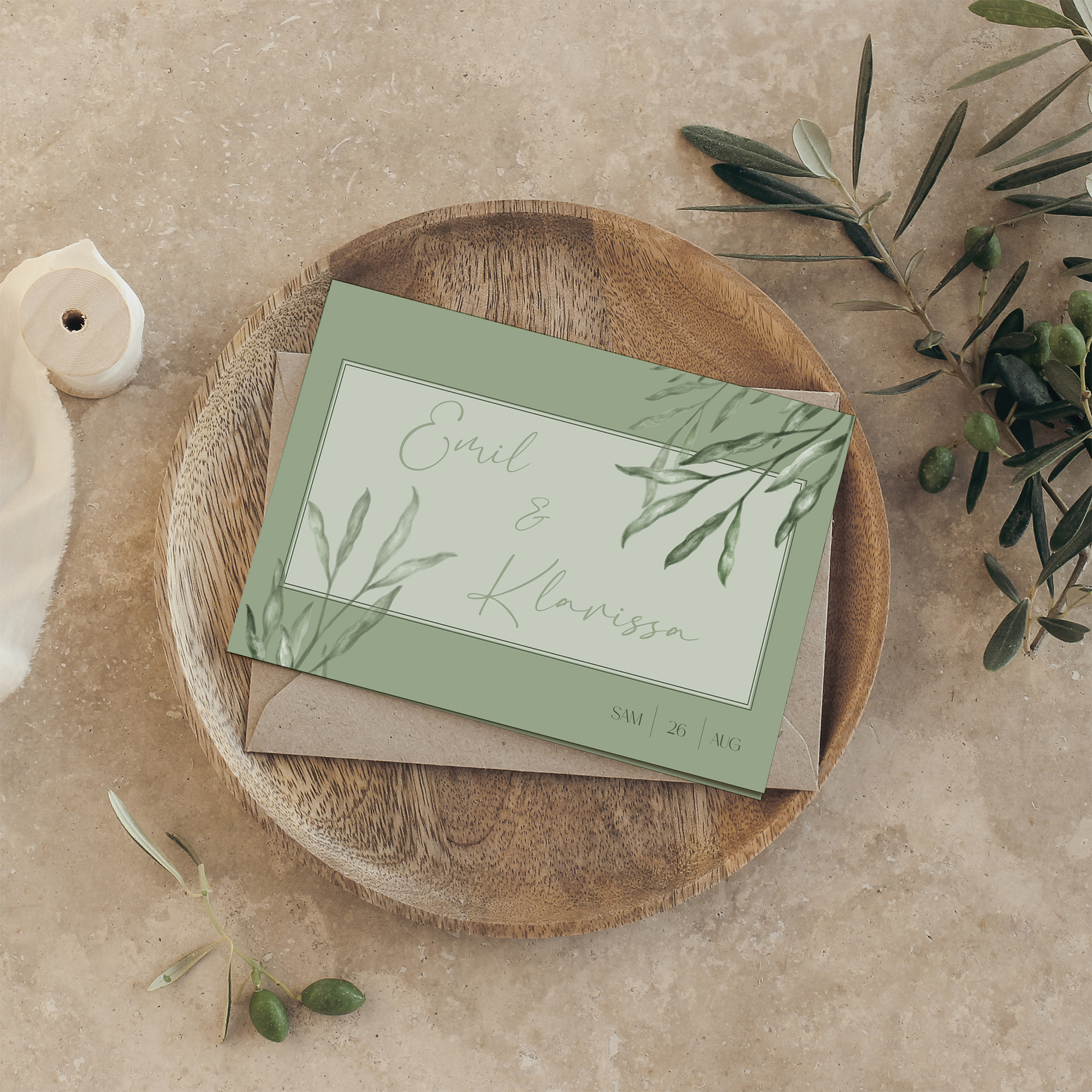 Klappkarte DIN A6 im Querformat - Greenery "Natural Frame"