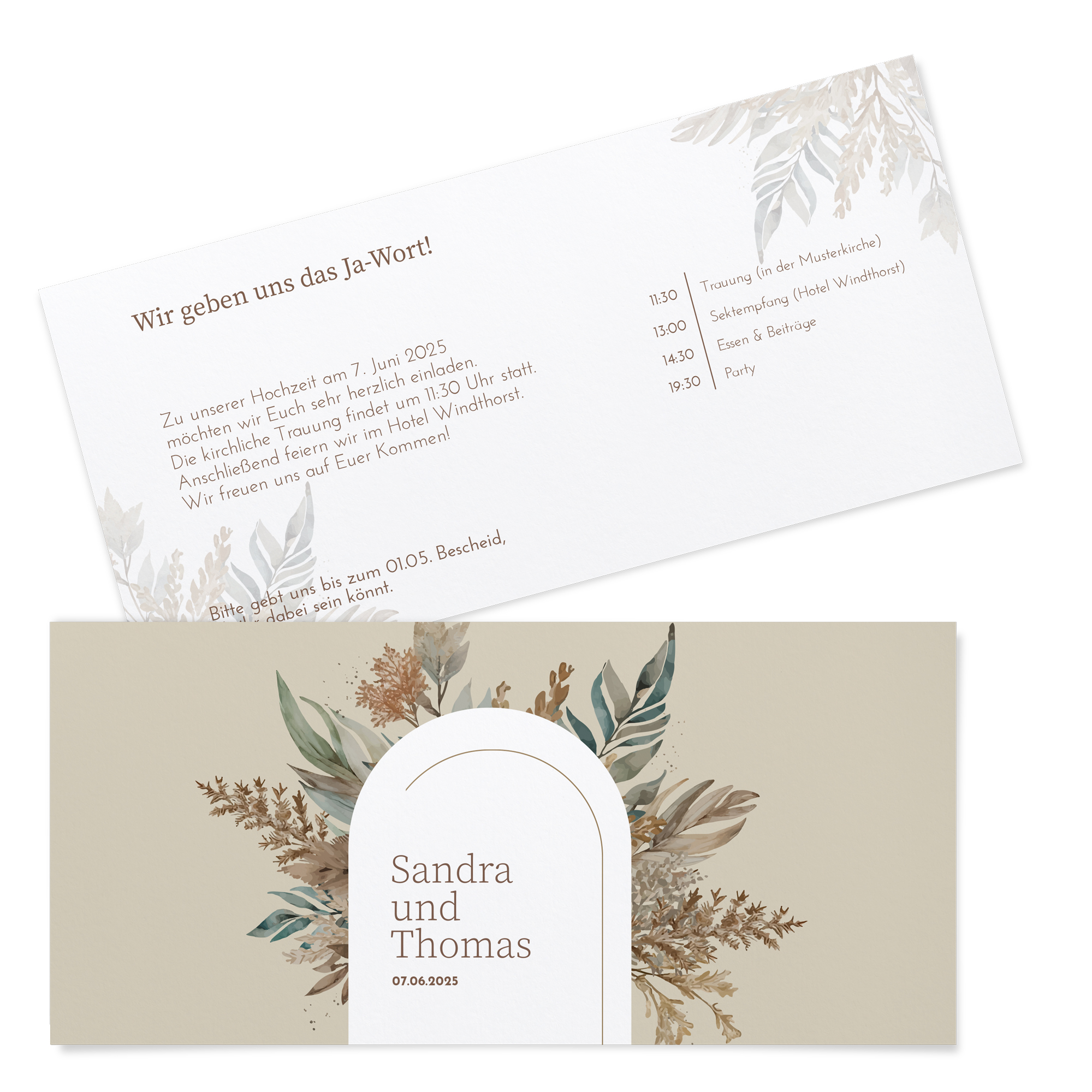 Postkarten DIN lang im Querformat 210 x 98 mm - Boho "Bare Nature"