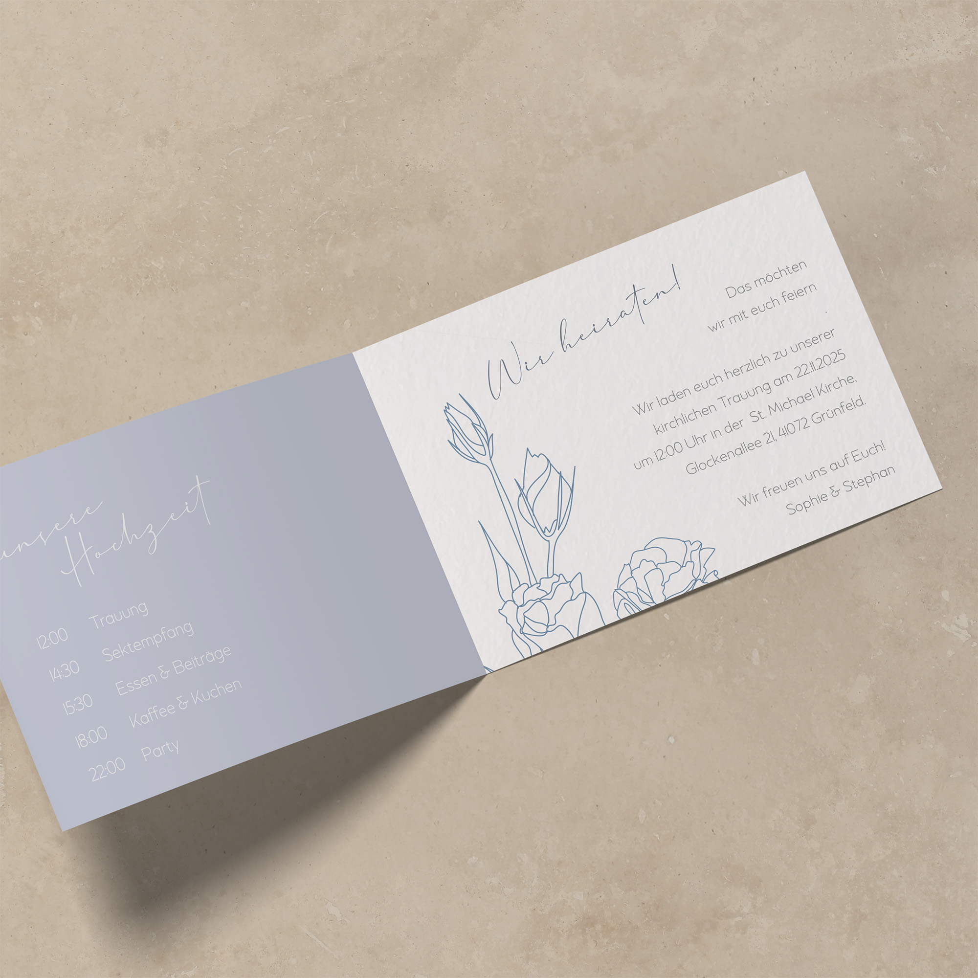 Klappkarte DIN A6 im Querformat - Aquarell "midnight petals"