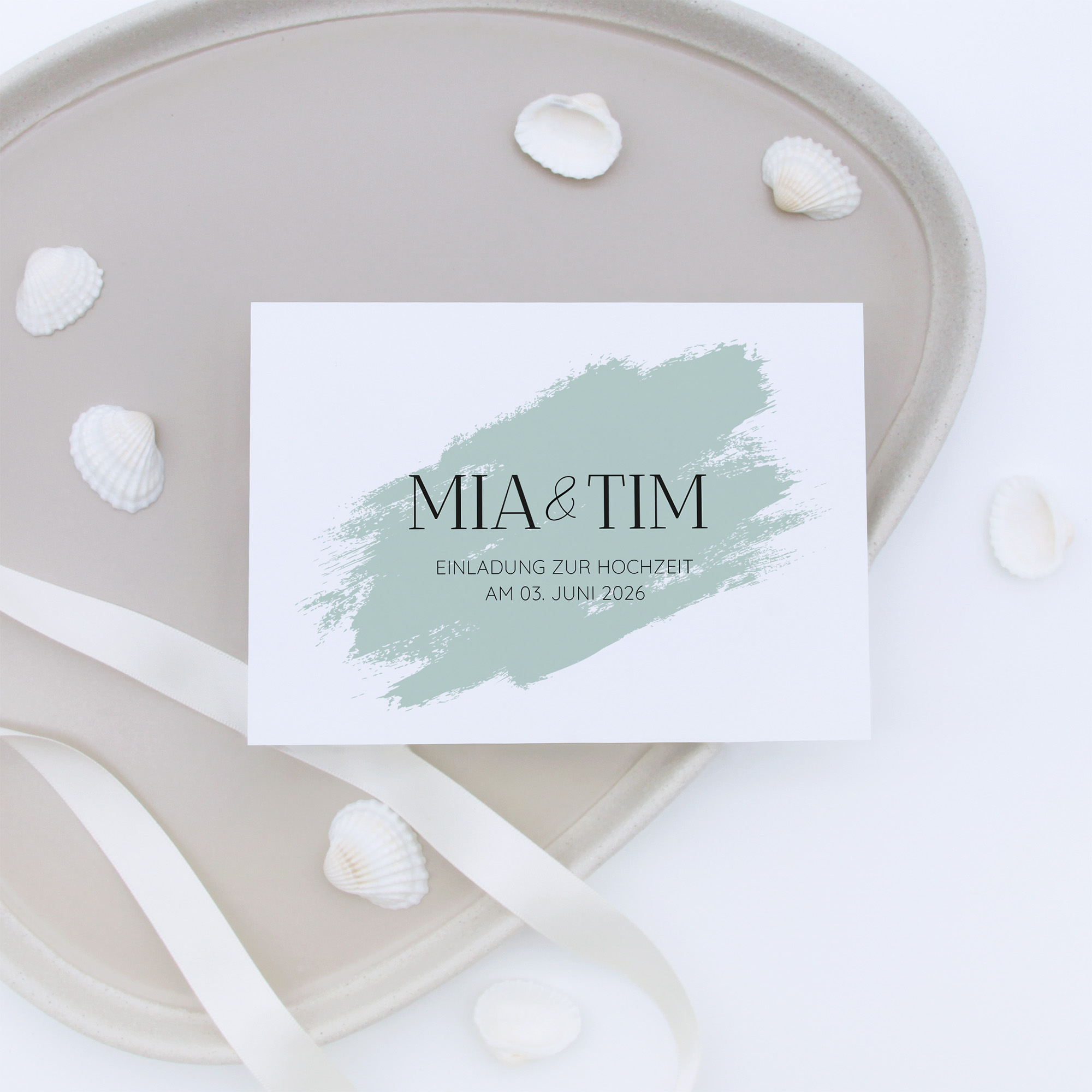 Postkarte DIN A6 im Querformat - Minimalistisch "Mint Brush"