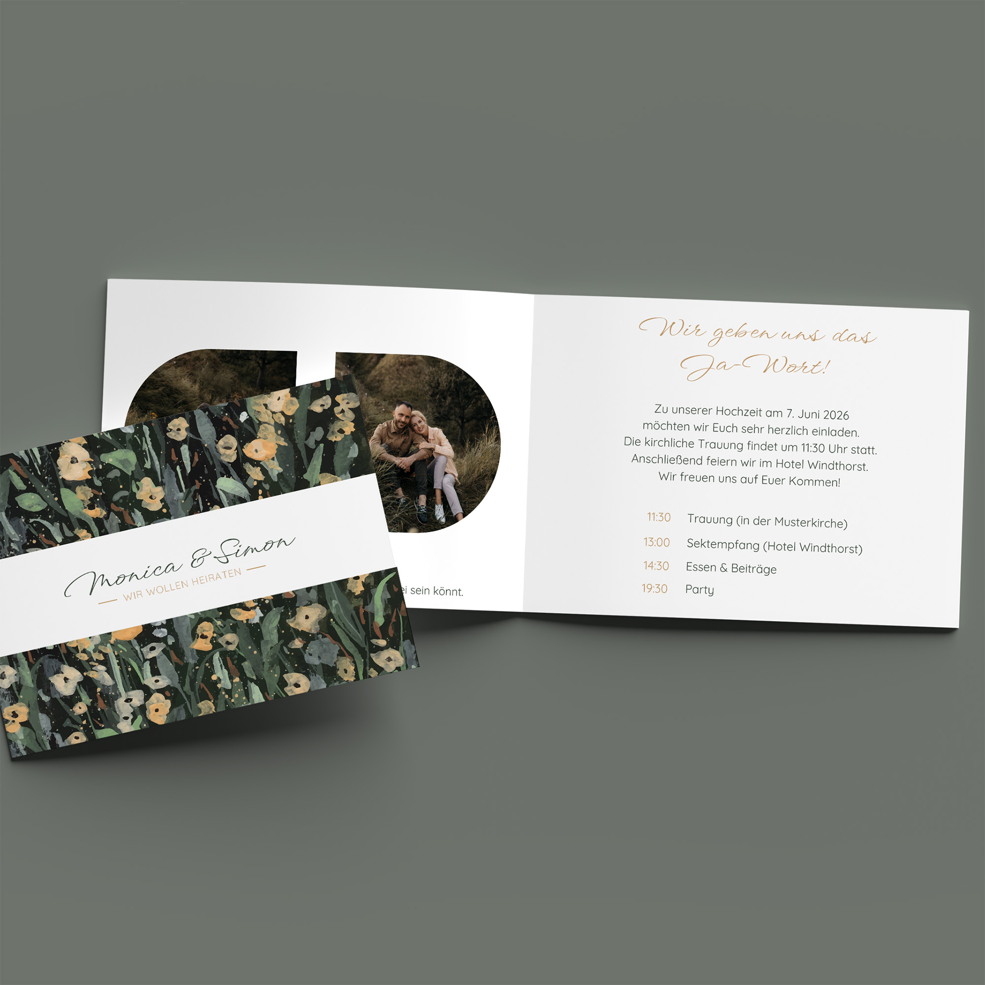 Klappkarte DIN A6 im Querformat - Vintage - "La Campagna"