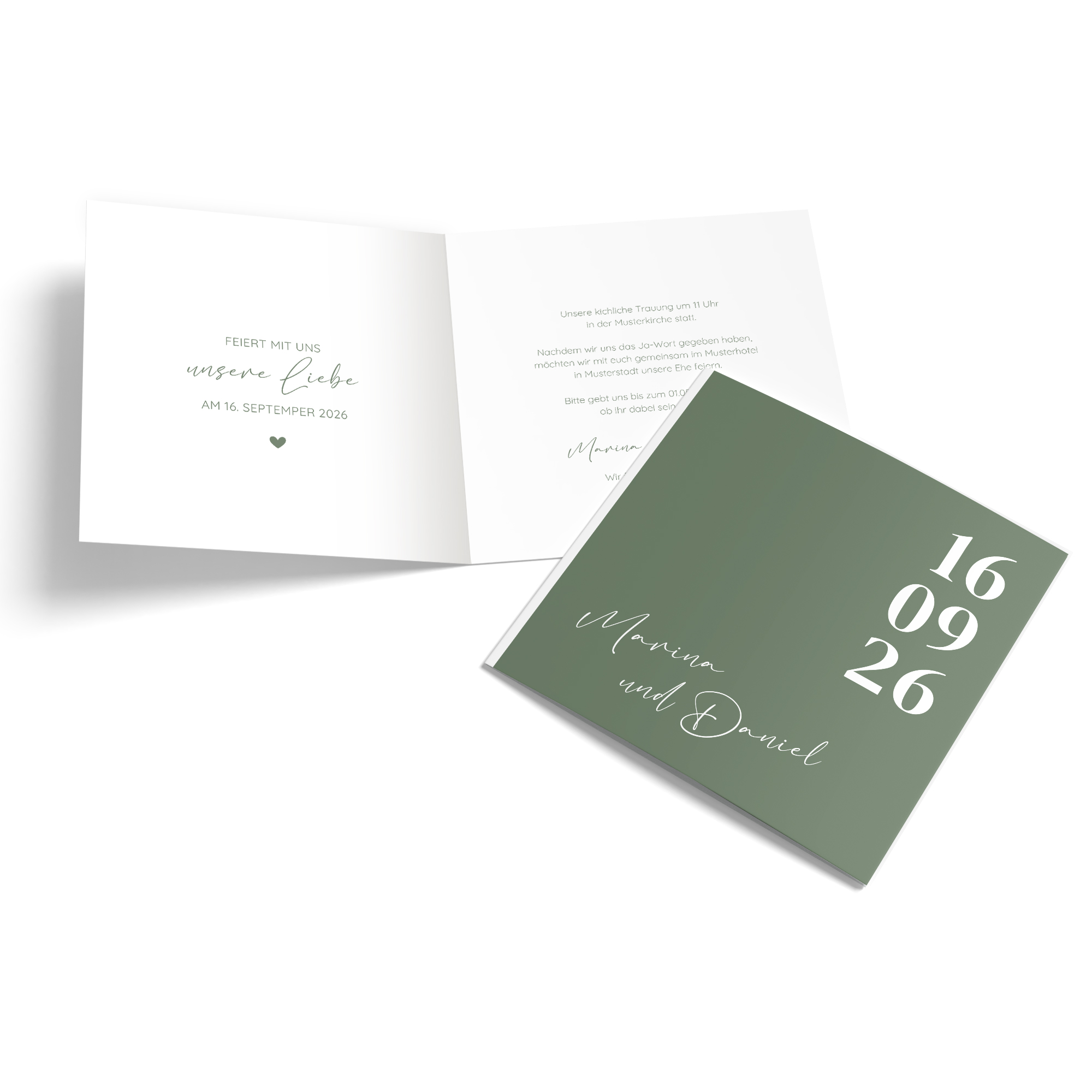 Klappkarte Quadratisch 148 x 148 mm - Minimalistisch "Simply Green"