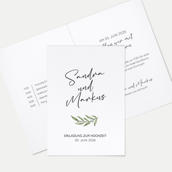 Klappkarte DIN A6 im Hochformat - Minimalistisch "Olivetta"