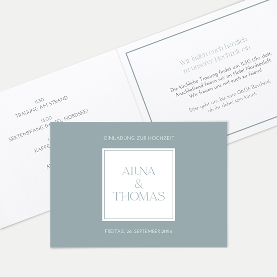 Klappkarte DIN A6 im Querformat - Minimalistisch "Nordic Shore"