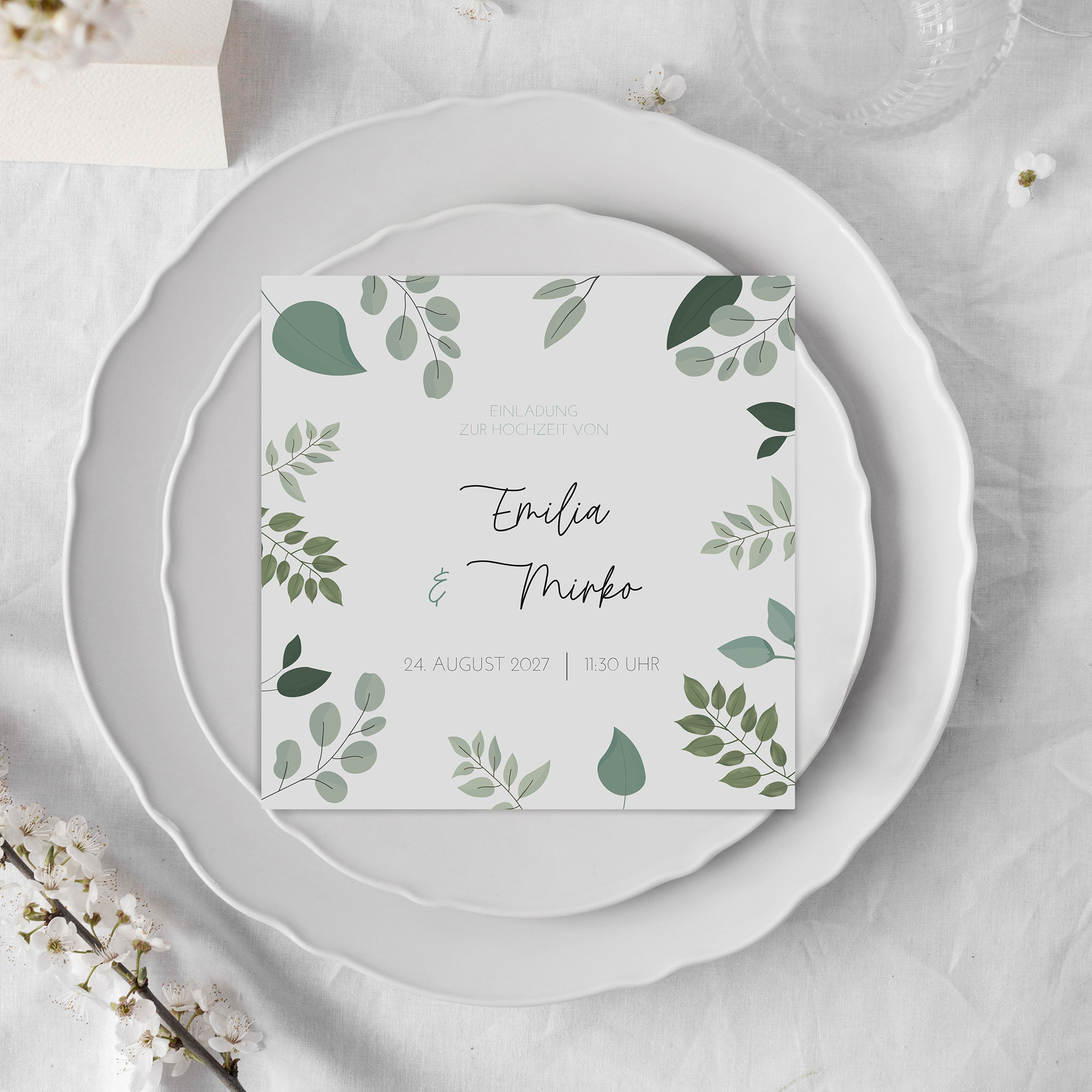 Postkarte Quadrat 148 x 148 mm - Greenery "Green & Simple"