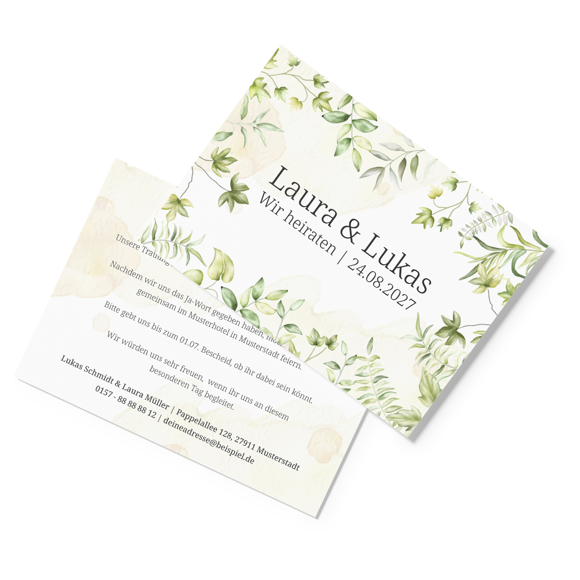 Postkarte DIN A6 im Querformat - Greenery - "leaf light"