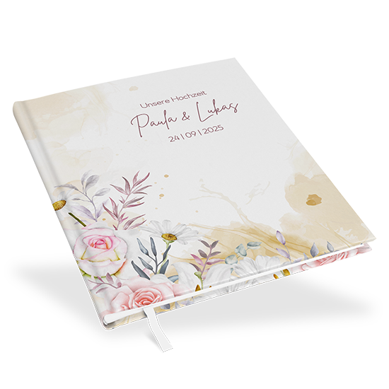 Erinnerungsbuch Hochzeit - Aquarell "lily & rose"