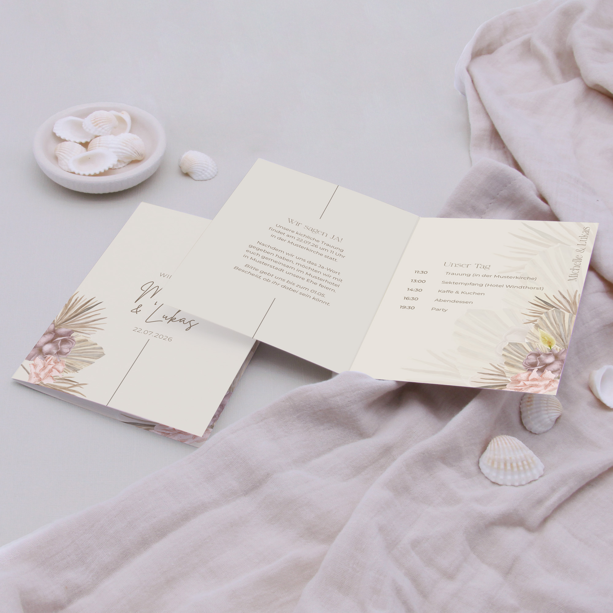 Klappkarte DIN A6 im Hochformat - Boho "Boho Minimal"