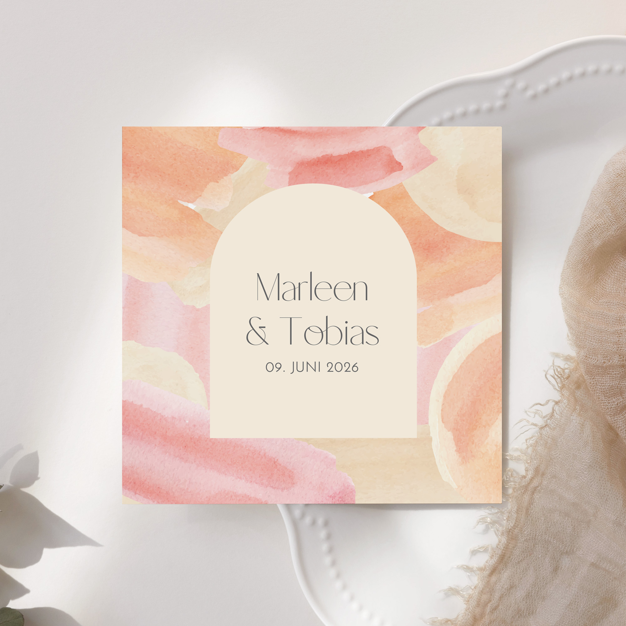 Postkarte Quadrat - Aquarell "sunset stroke"