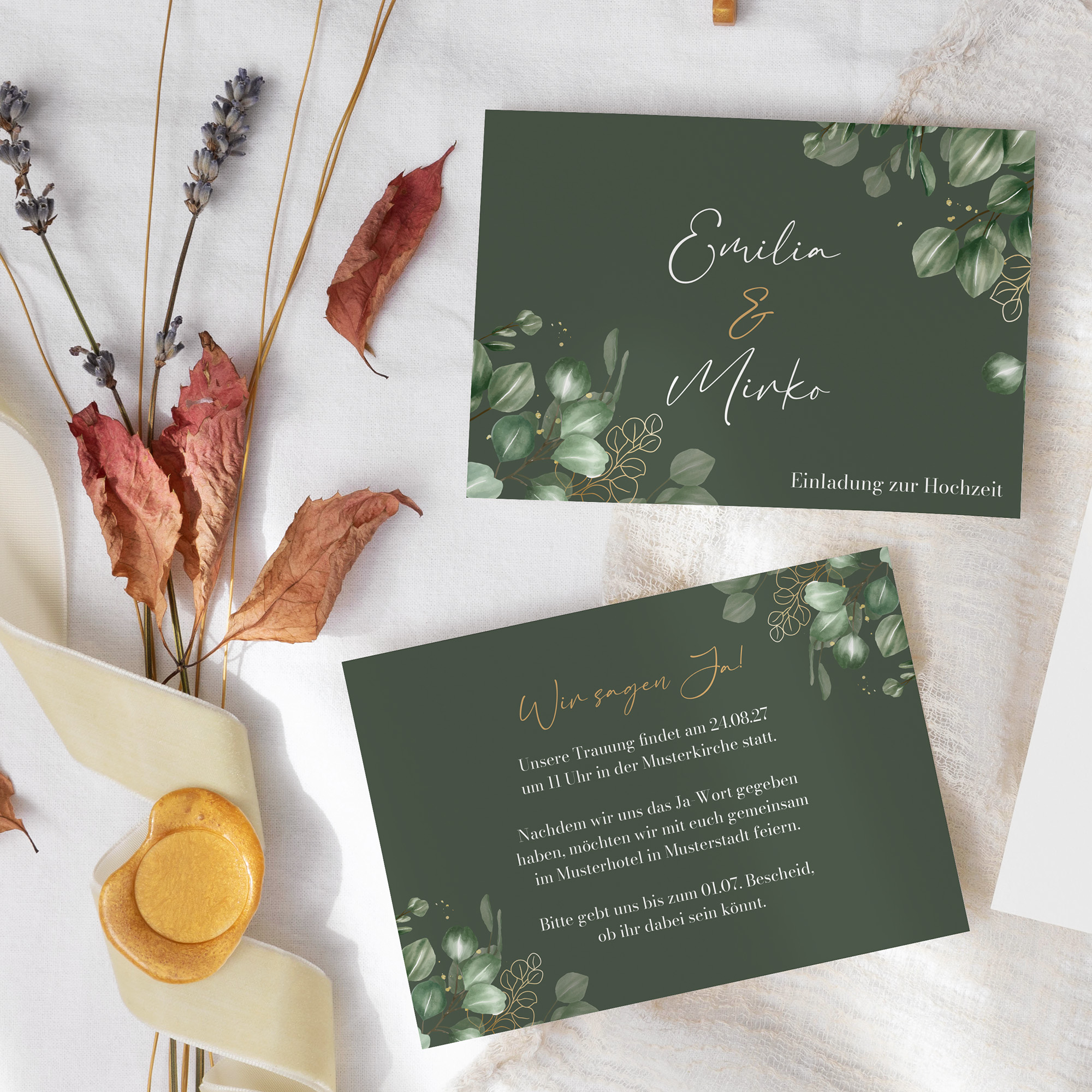 Postkarte DIN A6 im Querformat - Greenery - "Eucalyptus Night"