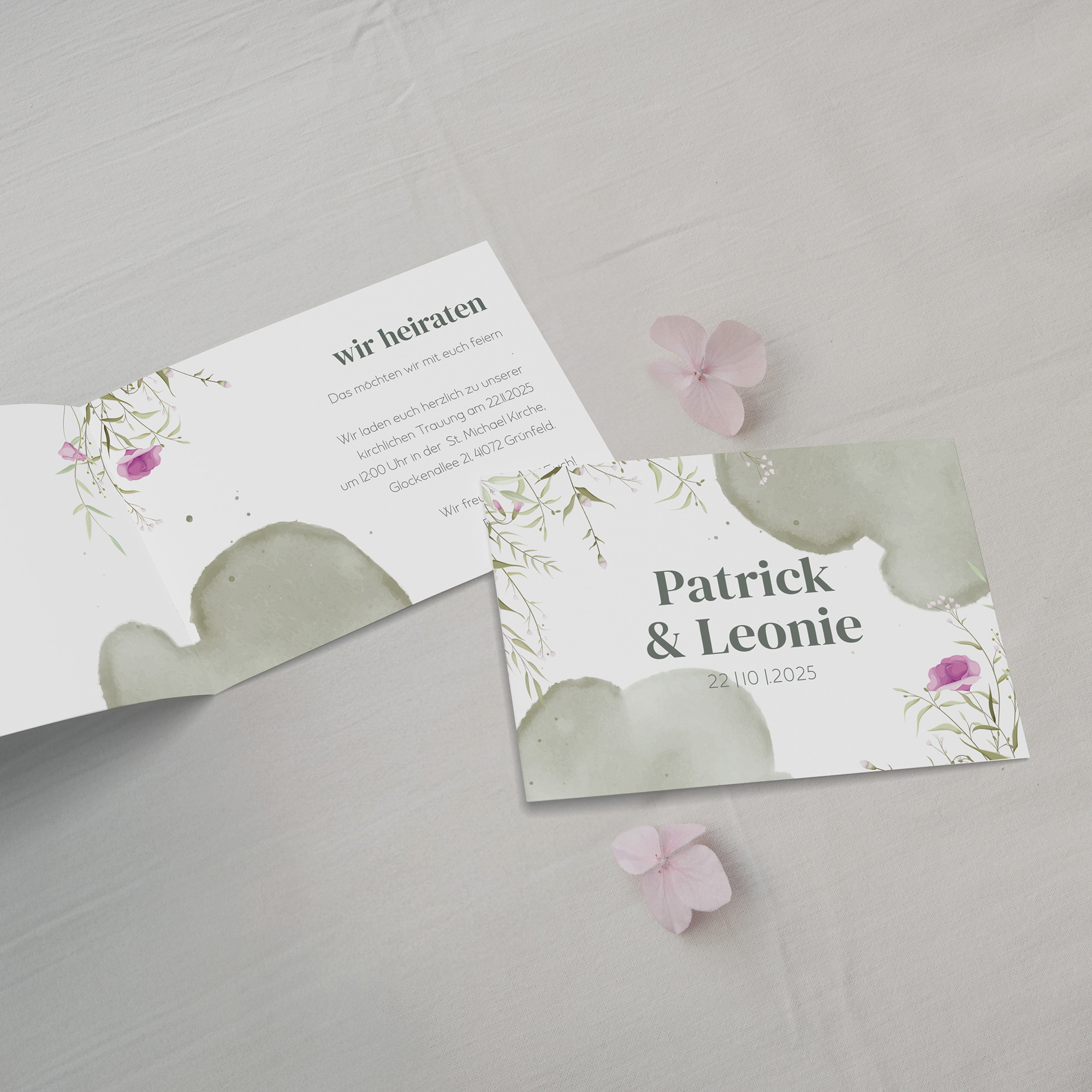 Klappkarte DIN A6 im Querformat - Aquarell "Wildflower Garden"