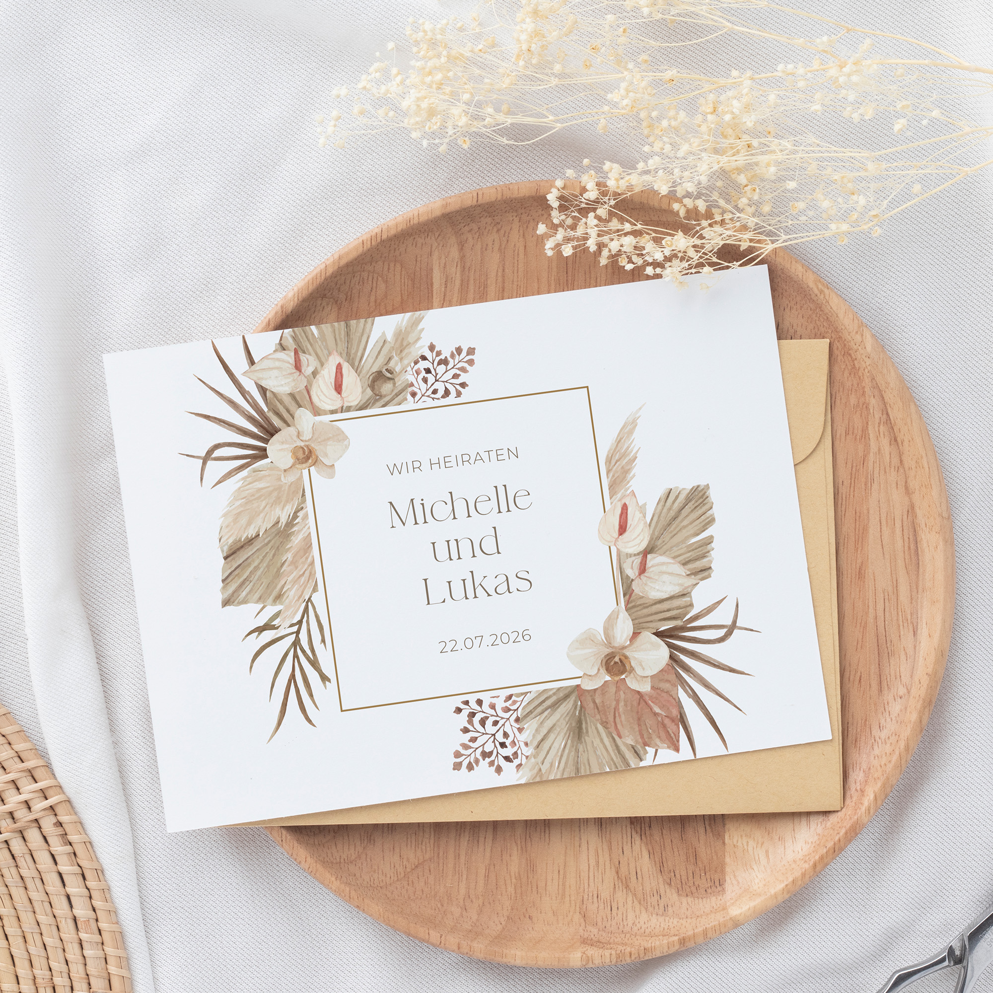 Postkarte DIN A6 im Querformat - Boho "Golden Haze"