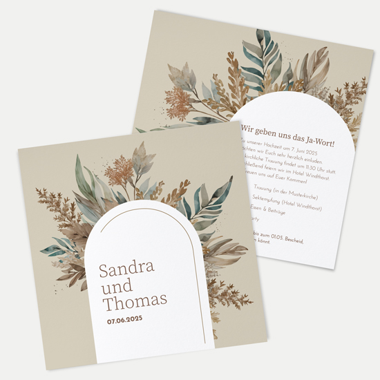 Postkarte Quadrat 148 x 148 mm - Boho "Bare Nature"